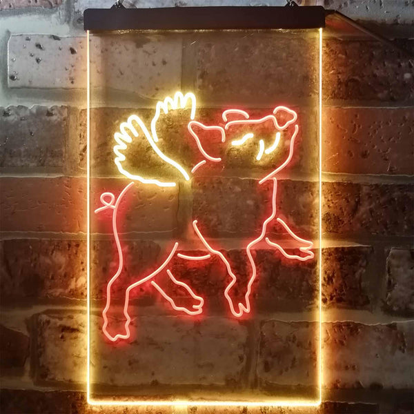 ADVPRO Flying Pig Kid Room Display  Dual Color LED Neon Sign st6-i3230 - Red & Yellow