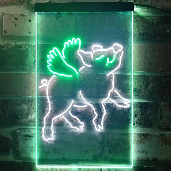 ADVPRO Flying Pig Kid Room Display  Dual Color LED Neon Sign st6-i3230 - White & Green