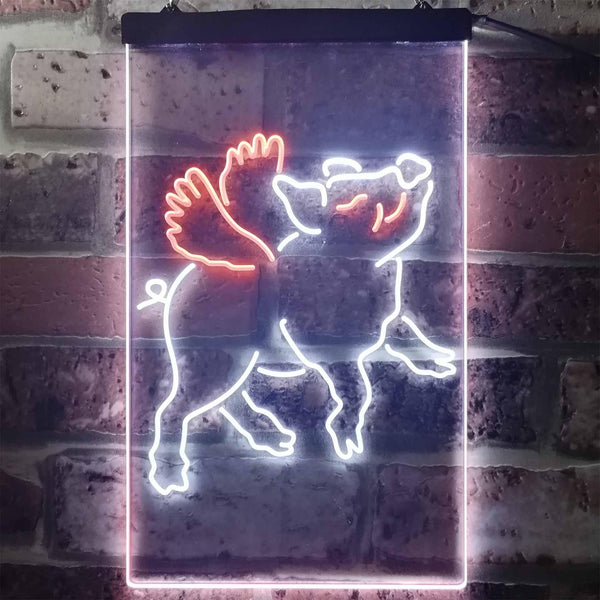 ADVPRO Flying Pig Kid Room Display  Dual Color LED Neon Sign st6-i3230 - White & Orange