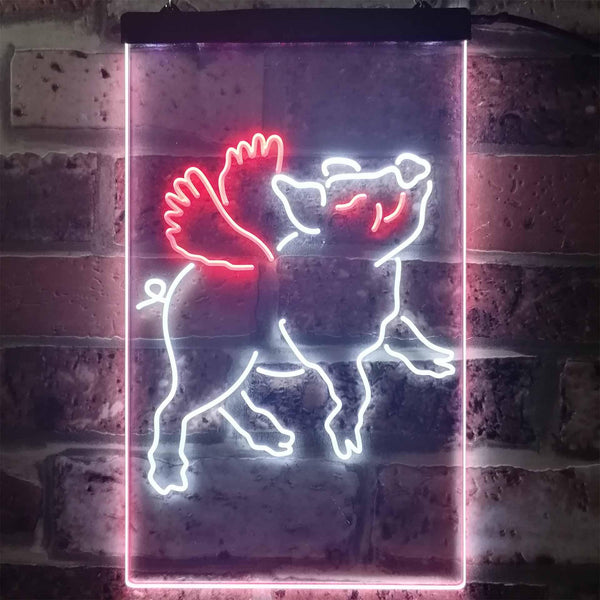 ADVPRO Flying Pig Kid Room Display  Dual Color LED Neon Sign st6-i3230 - White & Red