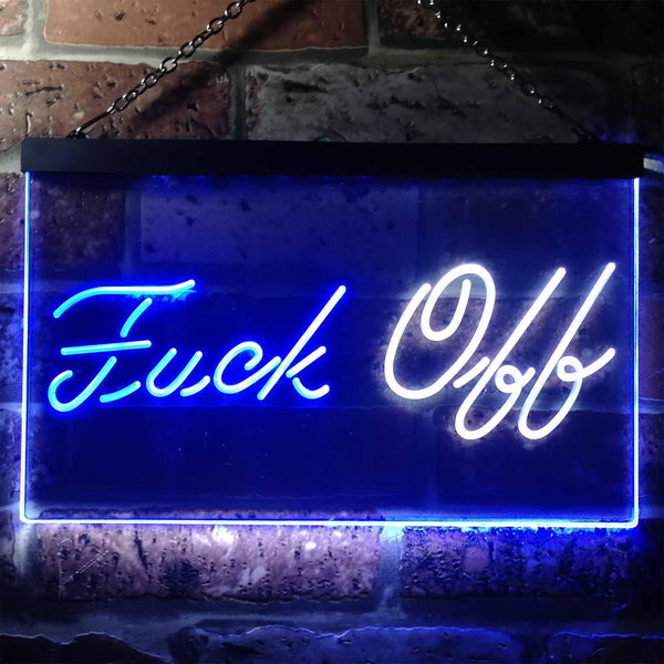 ADVPRO Fuck Off Man Cave Garage Dual Color LED Neon Sign st6-i3231 - White & Blue