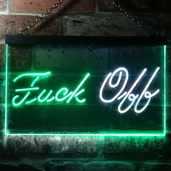 ADVPRO Fuck Off Man Cave Garage Dual Color LED Neon Sign st6-i3231 - White & Green