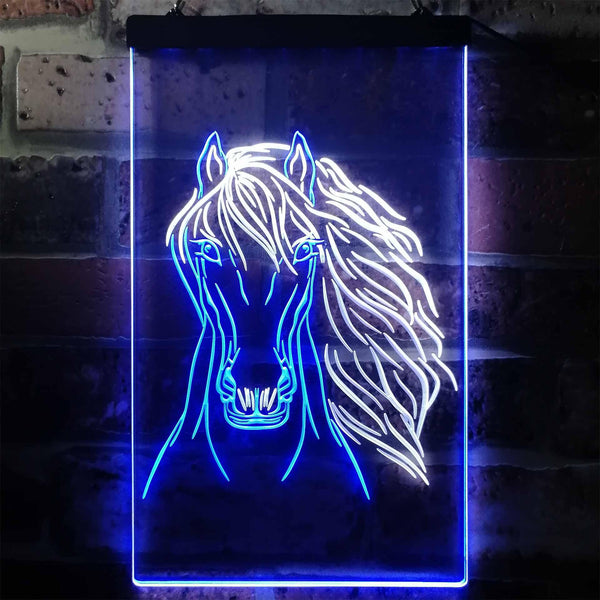 ADVPRO Horse Head Animal Display  Dual Color LED Neon Sign st6-i3234 - White & Blue