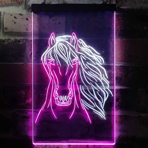 ADVPRO Horse Head Animal Display  Dual Color LED Neon Sign st6-i3234 - White & Purple