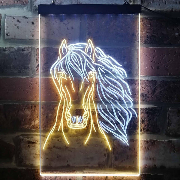 ADVPRO Horse Head Animal Display  Dual Color LED Neon Sign st6-i3234 - White & Yellow