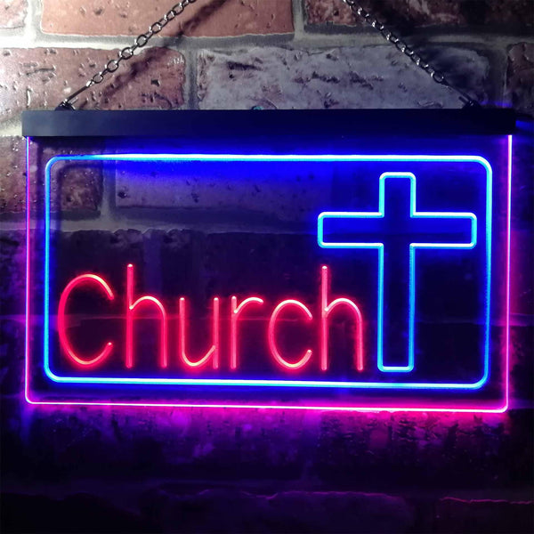 ADVPRO Church Cross Dual Color LED Neon Sign st6-i3237 - Blue & Red