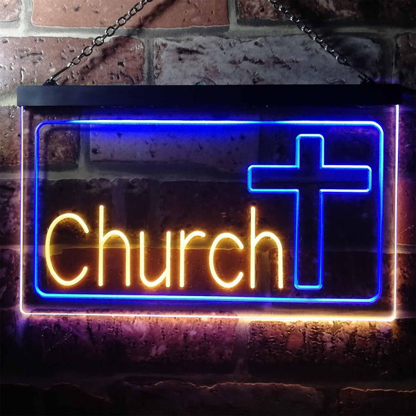ADVPRO Church Cross Dual Color LED Neon Sign st6-i3237 - Blue & Yellow