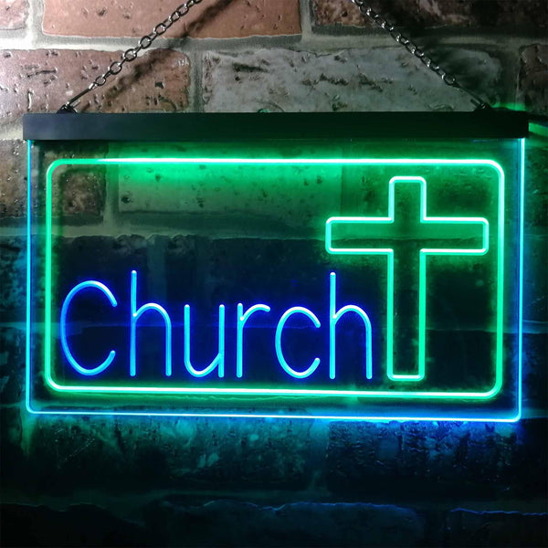 ADVPRO Church Cross Dual Color LED Neon Sign st6-i3237 - Green & Blue