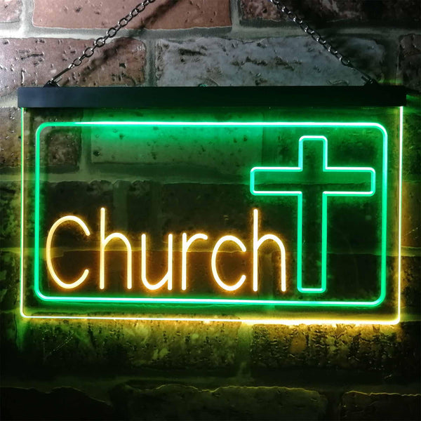 ADVPRO Church Cross Dual Color LED Neon Sign st6-i3237 - Green & Yellow