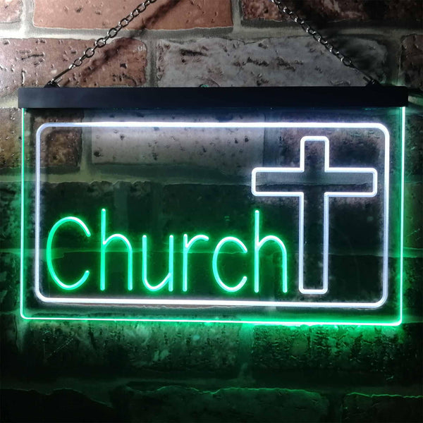 ADVPRO Church Cross Dual Color LED Neon Sign st6-i3237 - White & Green