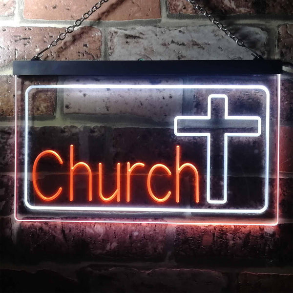ADVPRO Church Cross Dual Color LED Neon Sign st6-i3237 - White & Orange