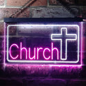 ADVPRO Church Cross Dual Color LED Neon Sign st6-i3237 - White & Purple