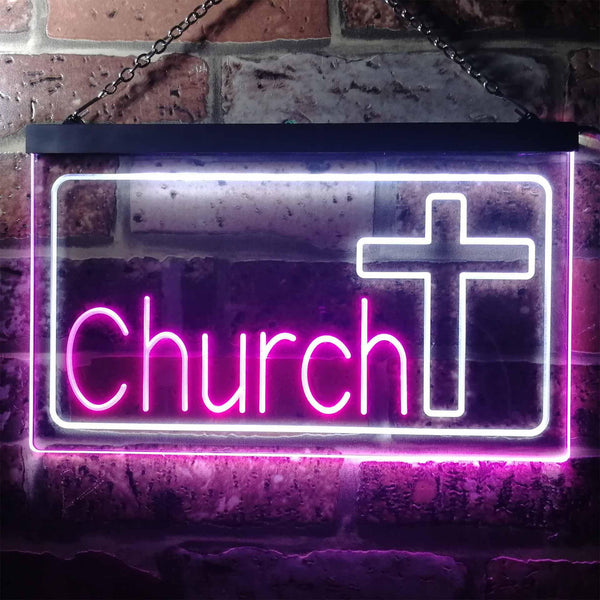 ADVPRO Church Cross Dual Color LED Neon Sign st6-i3237 - White & Purple