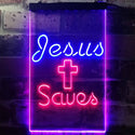 ADVPRO Jesus Saves Crosses  Dual Color LED Neon Sign st6-i3239 - Blue & Red