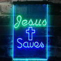 ADVPRO Jesus Saves Crosses  Dual Color LED Neon Sign st6-i3239 - Green & Blue