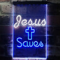 ADVPRO Jesus Saves Crosses  Dual Color LED Neon Sign st6-i3239 - White & Blue