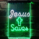 ADVPRO Jesus Saves Crosses  Dual Color LED Neon Sign st6-i3239 - White & Green