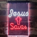 ADVPRO Jesus Saves Crosses  Dual Color LED Neon Sign st6-i3239 - White & Red