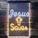 ADVPRO Jesus Saves Crosses  Dual Color LED Neon Sign st6-i3239 - White & Yellow