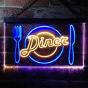 ADVPRO Diner Restaurant Knife Fork Dual Color LED Neon Sign st6-i3240 - Blue & Yellow