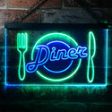 ADVPRO Diner Restaurant Knife Fork Dual Color LED Neon Sign st6-i3240 - Green & Blue
