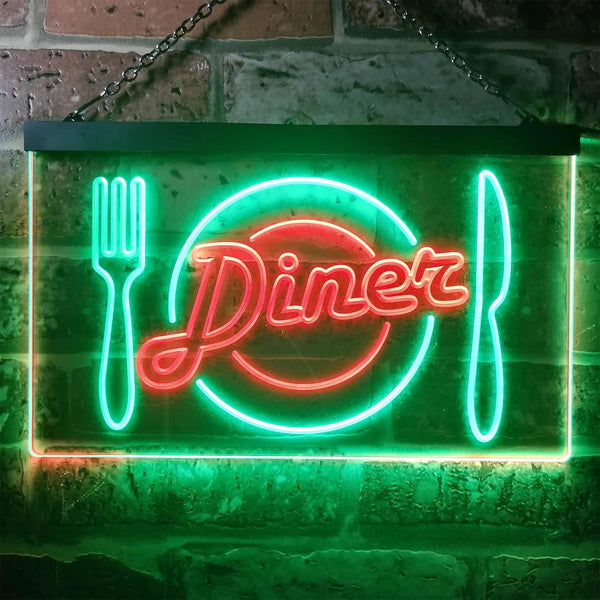 ADVPRO Diner Restaurant Knife Fork Dual Color LED Neon Sign st6-i3240 - Green & Red