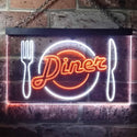 ADVPRO Diner Restaurant Knife Fork Dual Color LED Neon Sign st6-i3240 - White & Orange