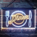ADVPRO Diner Restaurant Knife Fork Dual Color LED Neon Sign st6-i3240 - White & Yellow