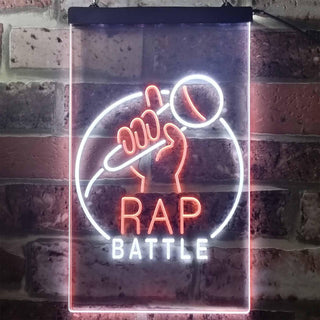 ADVPRO Rap Battle Karaoke Singing  Dual Color LED Neon Sign st6-i3241 - White & Orange