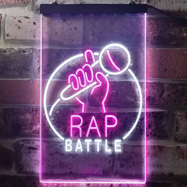 ADVPRO Rap Battle Karaoke Singing  Dual Color LED Neon Sign st6-i3241 - White & Purple