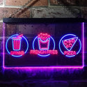 ADVPRO French Fries Drinks Pizza Cafe Dual Color LED Neon Sign st6-i3242 - Blue & Red