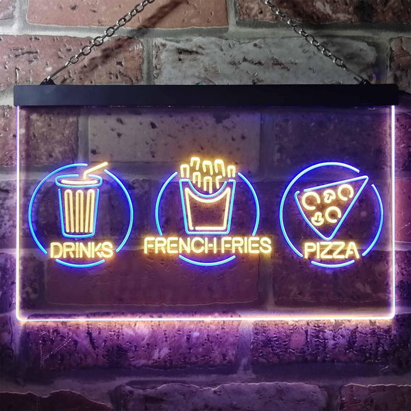 ADVPRO French Fries Drinks Pizza Cafe Dual Color LED Neon Sign st6-i3242 - Blue & Yellow