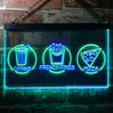 ADVPRO French Fries Drinks Pizza Cafe Dual Color LED Neon Sign st6-i3242 - Green & Blue