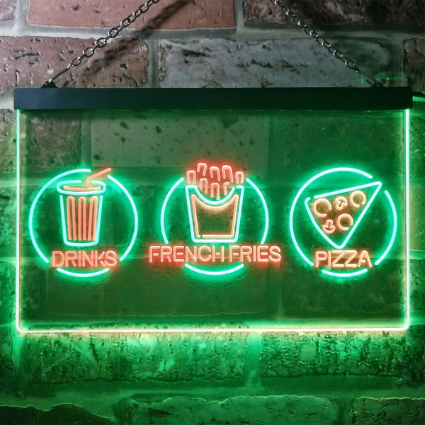 ADVPRO French Fries Drinks Pizza Cafe Dual Color LED Neon Sign st6-i3242 - Green & Red