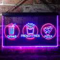 ADVPRO French Fries Drinks Pizza Cafe Dual Color LED Neon Sign st6-i3242 - Red & Blue