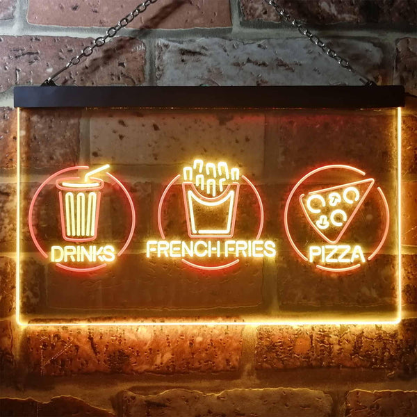 ADVPRO French Fries Drinks Pizza Cafe Dual Color LED Neon Sign st6-i3242 - Red & Yellow