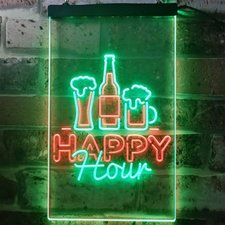 ADVPRO Happy Hour Beverage Home Bar  Dual Color LED Neon Sign st6-i3243 - Green & Red