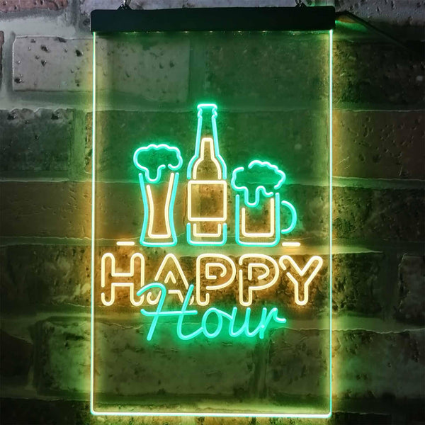 ADVPRO Happy Hour Beverage Home Bar  Dual Color LED Neon Sign st6-i3243 - Green & Yellow