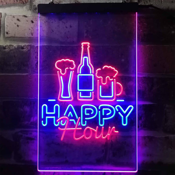 ADVPRO Happy Hour Beverage Home Bar  Dual Color LED Neon Sign st6-i3243 - Red & Blue