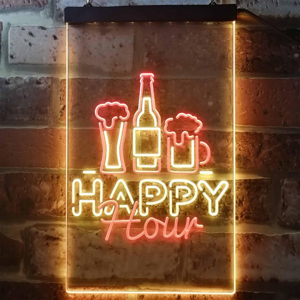 ADVPRO Happy Hour Beverage Home Bar  Dual Color LED Neon Sign st6-i3243 - Red & Yellow