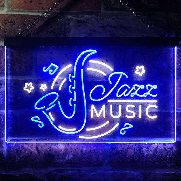 ADVPRO Jazz Music Room Bar Dual Color LED Neon Sign st6-i3244 - White & Blue