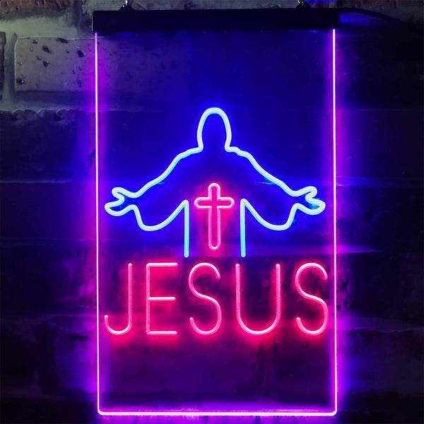 ADVPRO Jesus Saves Crosses Church  Dual Color LED Neon Sign st6-i3245 - Blue & Red