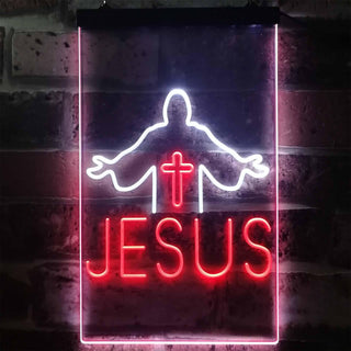 ADVPRO Jesus Saves Crosses Church  Dual Color LED Neon Sign st6-i3245 - White & Red