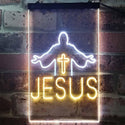 ADVPRO Jesus Saves Crosses Church  Dual Color LED Neon Sign st6-i3245 - White & Yellow