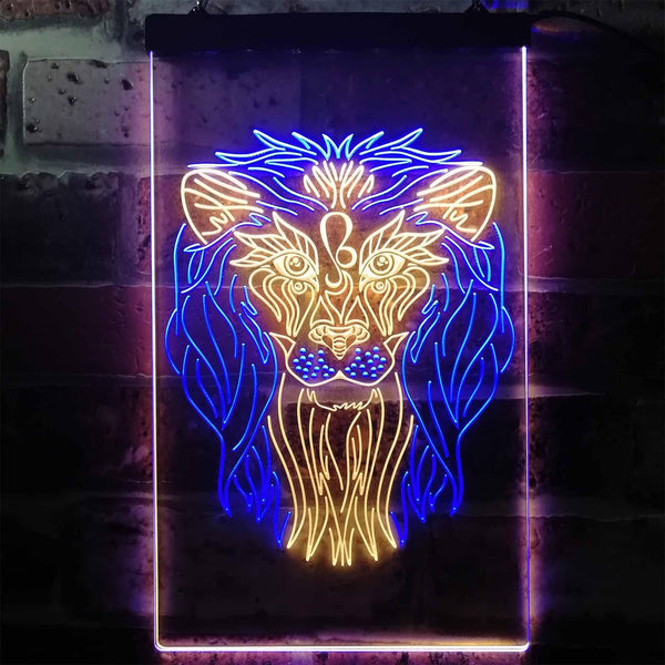 ADVPRO Lion Animal Living Room Man Cave  Dual Color LED Neon Sign st6-i3247 - Blue & Yellow