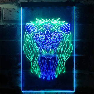ADVPRO Lion Animal Living Room Man Cave  Dual Color LED Neon Sign st6-i3247 - Green & Blue