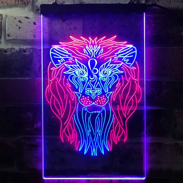 ADVPRO Lion Animal Living Room Man Cave  Dual Color LED Neon Sign st6-i3247 - Red & Blue