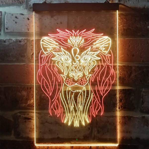 ADVPRO Lion Animal Living Room Man Cave  Dual Color LED Neon Sign st6-i3247 - Red & Yellow
