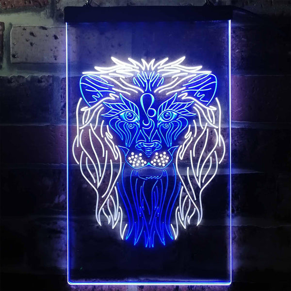 ADVPRO Lion Animal Living Room Man Cave  Dual Color LED Neon Sign st6-i3247 - White & Blue