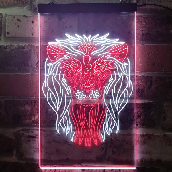 ADVPRO Lion Animal Living Room Man Cave  Dual Color LED Neon Sign st6-i3247 - White & Red